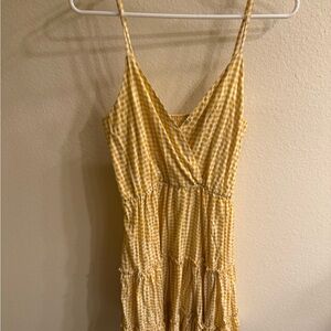 Yellow Gingham Sundress with tiered ruffles